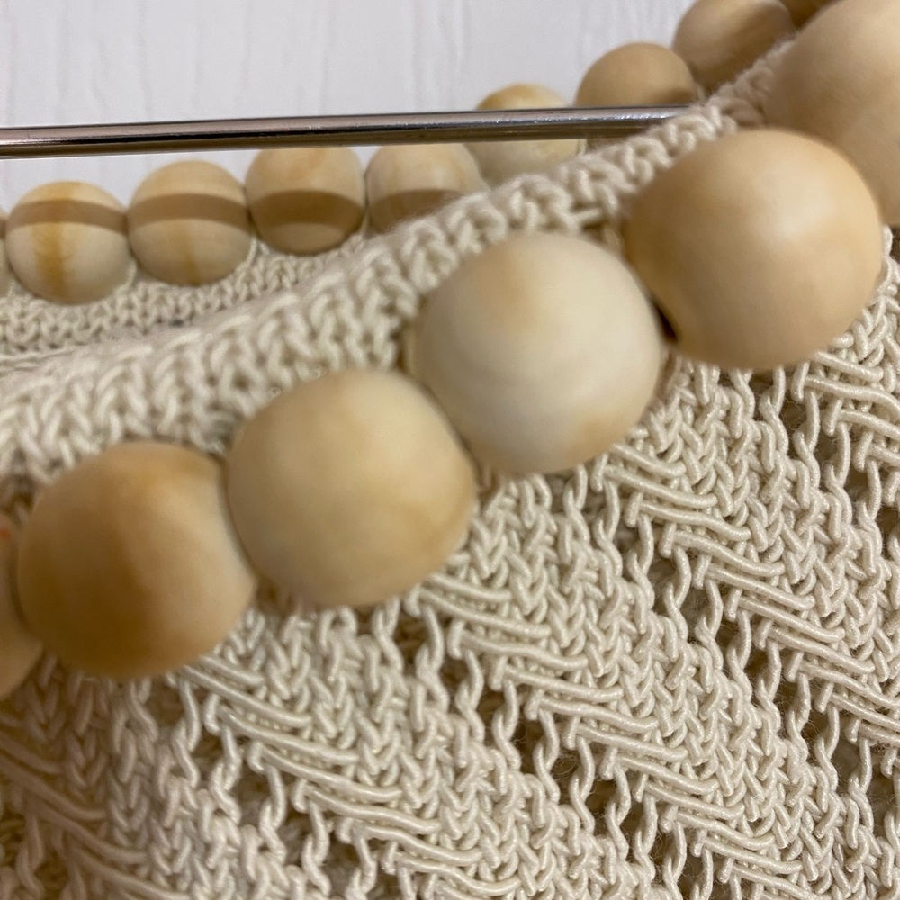 Zara Knit Top Sleeveless Boat Beaded Neckline Cream Size M - Picture 5 of 10